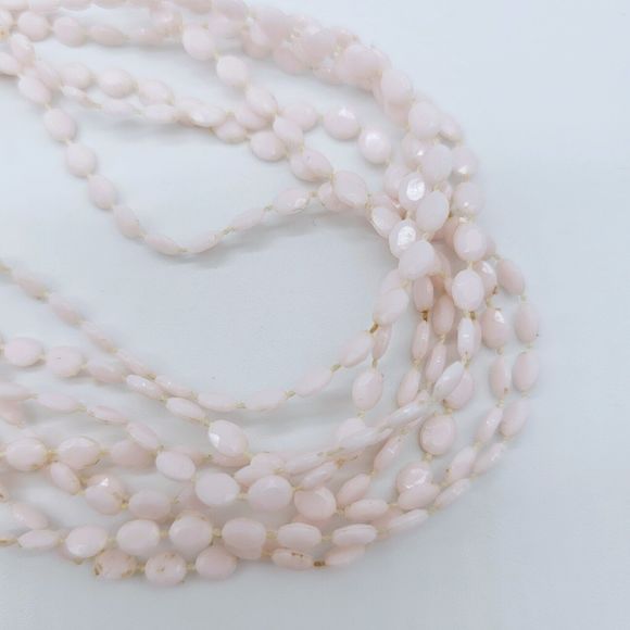 Vintage Pink Necklace Plastic Rice Bead Multi Strand Light Weight Estate Jewelry - Picture 7 of 10